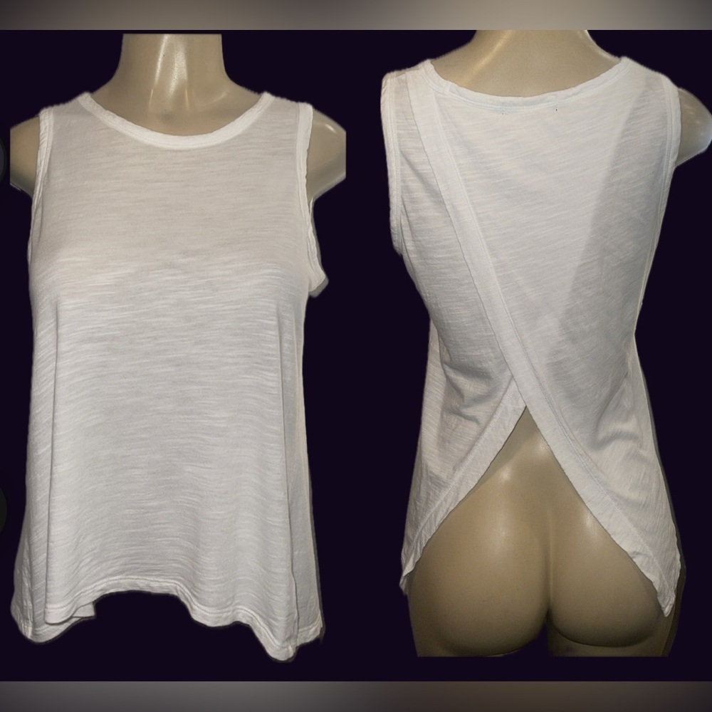 Banana Republic Height Round Neck White Tank Top with Open Back Detail XS